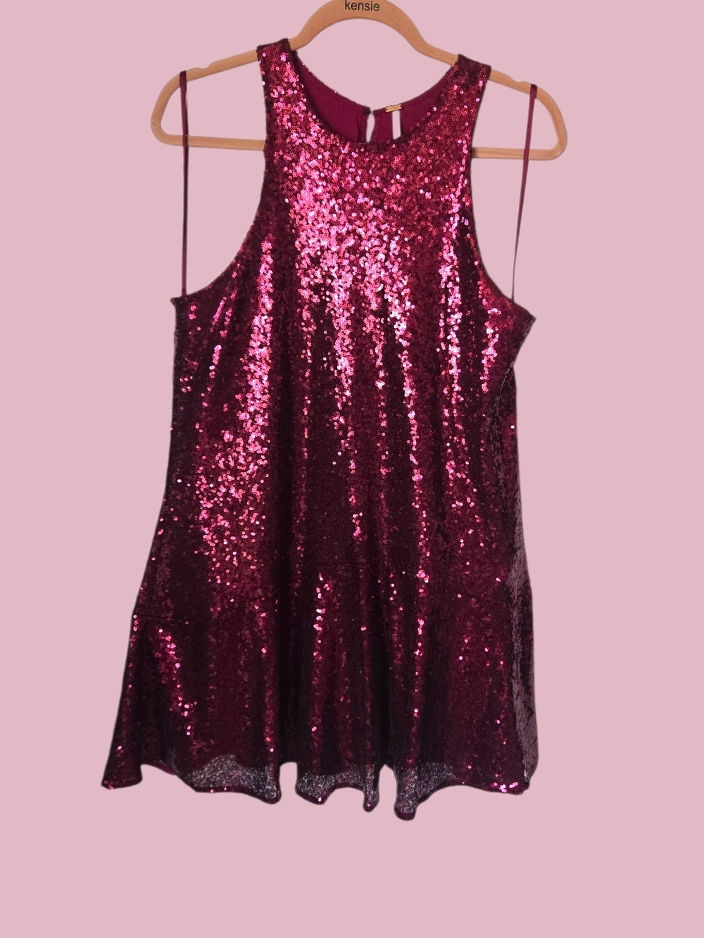 Kensie Sleeveless Sequin Swing Dress - Magenta